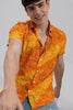 Printed Cotton Shirt - Orange